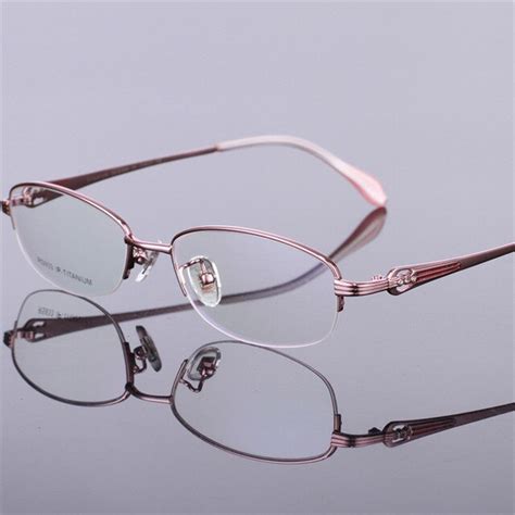 brand genuine pure titanium glasses for women fashionable half frame