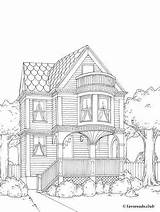 Coloring Pages Adult House Adults Printable Architecture Houses Colouring Book Victorian Buildings Books Sheets Cityscapes Vintage Choose Board Read sketch template