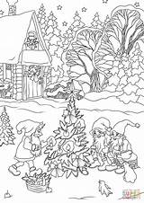 Coloring Christmas Pages Gnome Gnomes Tree Decorating Printable Color Snowman Online Dwarfs Elves Search Drawing sketch template