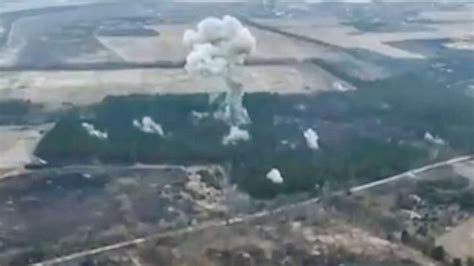 striking video   shows bomb strike  russian forces hiding