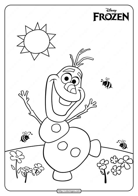 printable disney frozen olaf summer coloring page