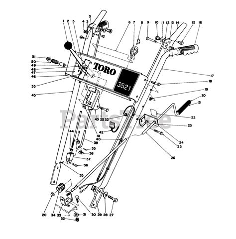 toro   toro snow thrower sn    handle assembly parts