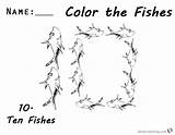 Dr Seuss Fish Coloring Pages Number Two Worksheet Color Ten Printable sketch template