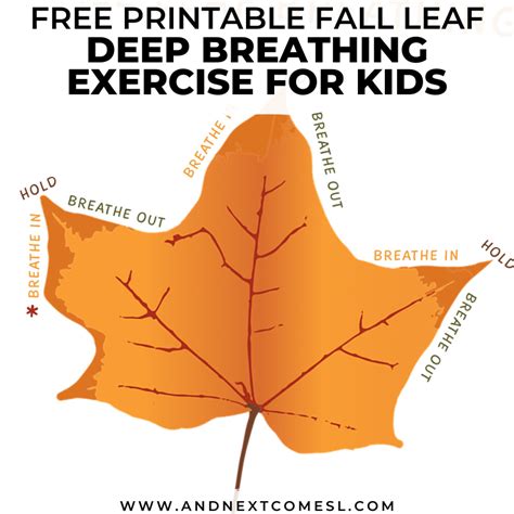 fall leaf deep breathing exercise  printable poster included