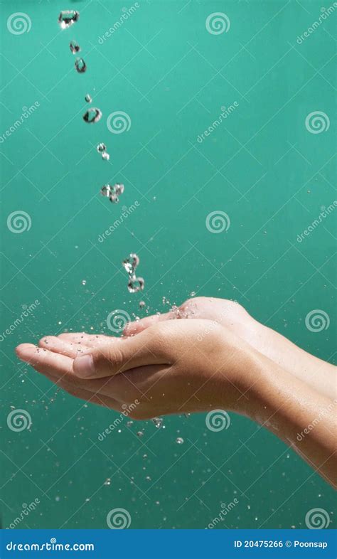 human hands  water drop stock photo image  purity balance