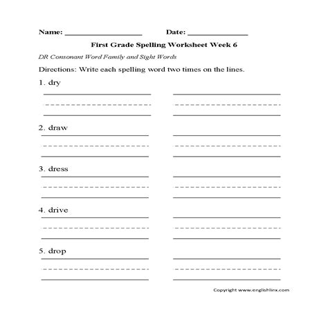 spelling worksheets  grade spelling worksheets