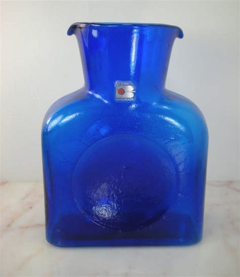 Blenko Cobalt Blue Glass Carafe Water Bottle