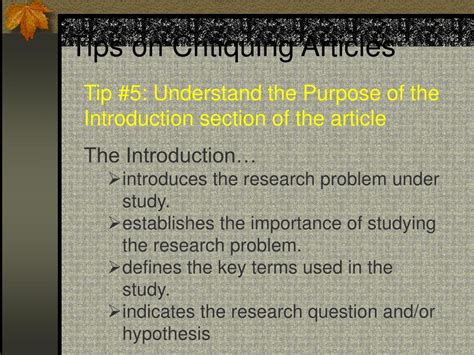 tips  critiquing articles powerpoint
