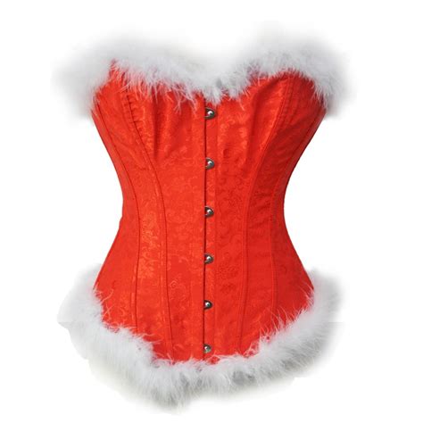 New Sexy Red Corselet Overbust Corset Christmas In Womens Corsets And