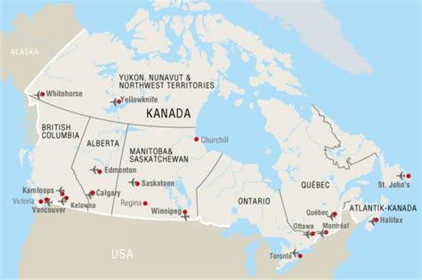 map  canada airports airports location  international airports