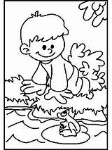 Coloring Kids Pages Frog Boy sketch template