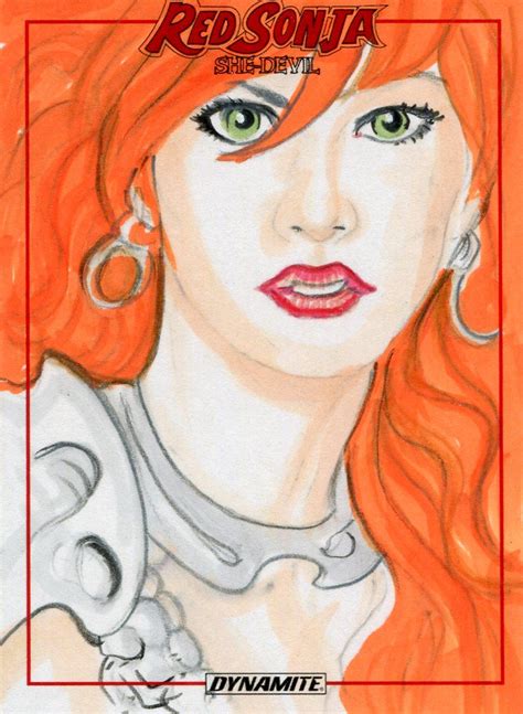 Red Sonja She Devil Sketch Card By Scott Harrell Ebay