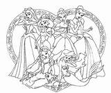 Coloring Princesses Lineart Visiter Goude sketch template