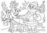 Weihnachtsmann Rentieren Malvorlage Reindeer Ausdrucken Große sketch template