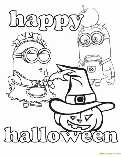 minion happy halloween coloring pages cartoons coloring pages