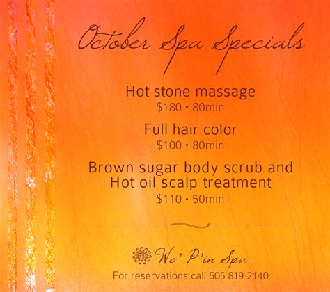 october spa specials relax    fall spa specials hot