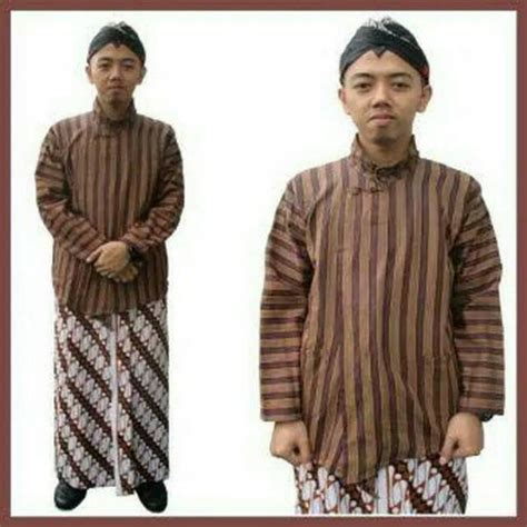 Jual Baju Surjan Lurik Dewasa Set Jarik Blangkon Adat Jogja Solo