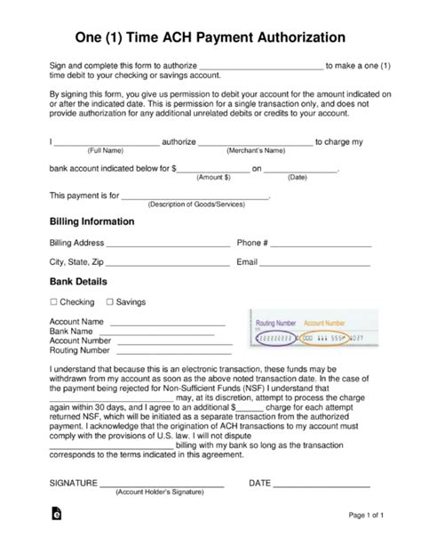 credit card ach authorization forms  sample  word