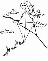 Coloring Kite Pages Printable Cartoon Kites Rabbit Flying Popular Library Clipart Clip Line sketch template