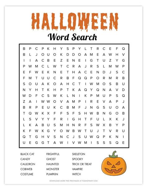 printable halloween word search pjs  paint