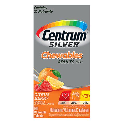 centrum silver adults  chewables tablets citrus berry multivitaminmultimineral  ea adult