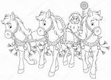 Sleigh Ziehen Gegliederten Schlitten Pferden sketch template