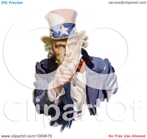 Clipart Of Intimidating Uncle Sam Pointing Out Royalty