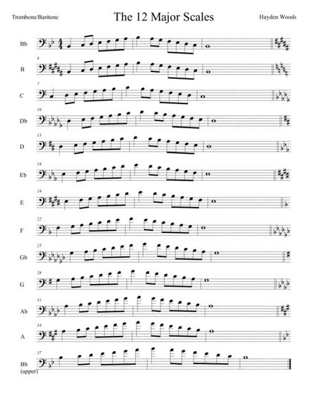 major scales  trombone euphonium sheet  hayden woods