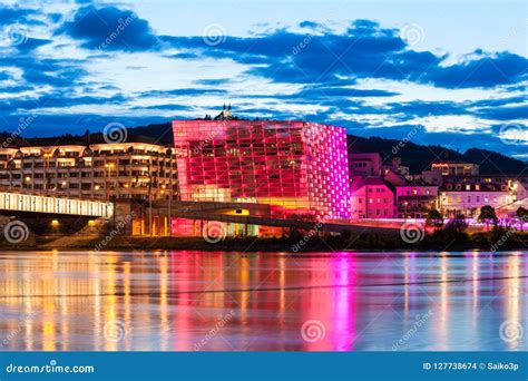 ars electronica center linz editorial stock image image  night center