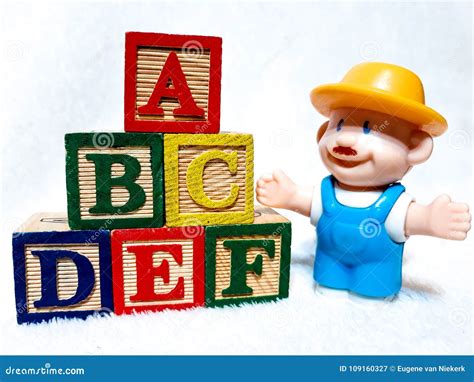 stacked colourful childrens abc blocks stock image image