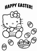 Kitty Hello Coloring Pages Easter Happy Printable Kids Shopping Print Cute Colouring Color Egg Bunny Sheets Cartoon Mall Wonderful Looking sketch template
