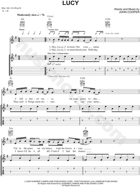 Skillet Lucy Guitar Tab In G Major Download And Print Sku Mn0085338