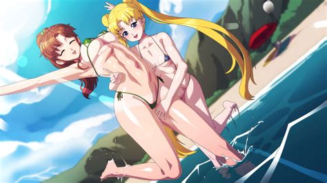 Rule 34 2girls Beach Bikini Bishoujo Senshi Sailor Moon Blsh Female