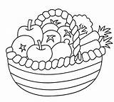 Basket Vegetables Vegetable Coloring Drawing Fruits Pages Kids Healthy Fruit Color Veg Colouring Food Adult Printable Drawn Draw Getdrawings Pencil sketch template
