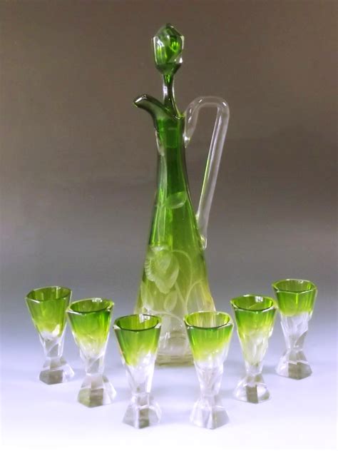 Moser Intaglio Cut Glass Decanter And 6 Glasses 437137