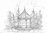 Gazebo Sketch Landscape Garden Pencil Sketches Heather Dunn Moll Board Paintingvalley Drawings Choose Landscapedesign sketch template
