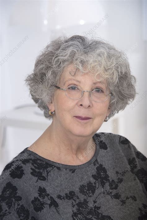 Woman Wearing Eyeglasses With Grey Hair Stock Image F012 1432