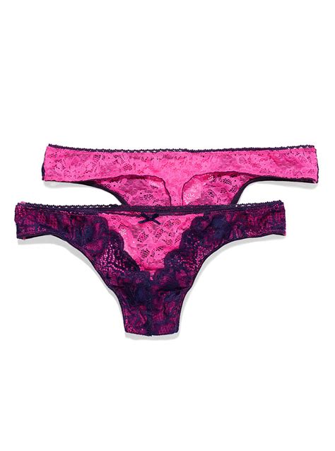victoria s secret date thong panty in pink midnight blue lyst