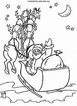 Babbo Noel Renos Slitta Kleurplaat Slee Schlitten Weihnachten Kleurplaten Arreslee Sleigh Reindeer Kerstman Navidad Claus Saluta Rendier Tegninger Desenhos Stampare sketch template