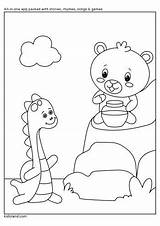 Coloring Kidloland Dino Bear Worksheets Pages Printable sketch template