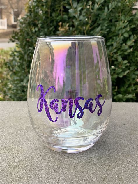 Personalized Iridescent Stemless Wine Glass Etsy