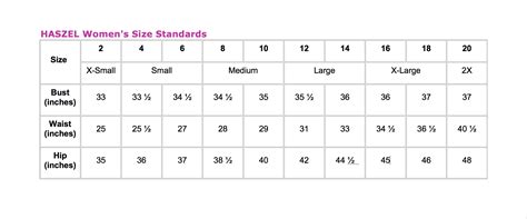 Womens Best Size Chart Ar