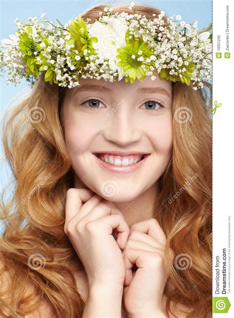 beautiful redhead girl stock image image of girl flower 19351235