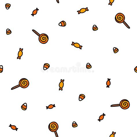 halloween seamless sweet pattern with cute candies stock