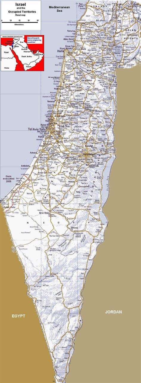 detailed map  israel road map israel map