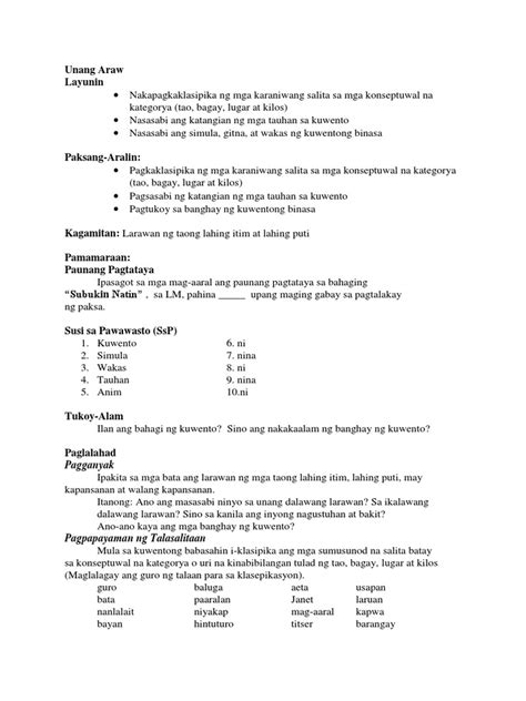 filipino lesson plan