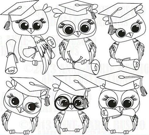 graduate owls colouring pages owl coloring pages digital stamps