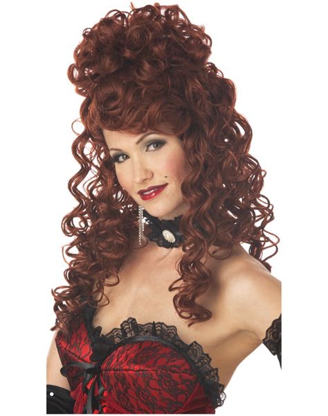 Auburn Red Saloon Madame Wig Western Can Can Dancer Girl