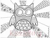 Coloring Bookmark Zentangle Printable Diy Owl Doodles Inspired Instant sketch template