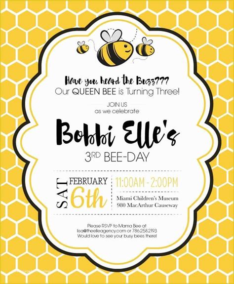 bumble bee invitation template   bumble bee birthday party invite